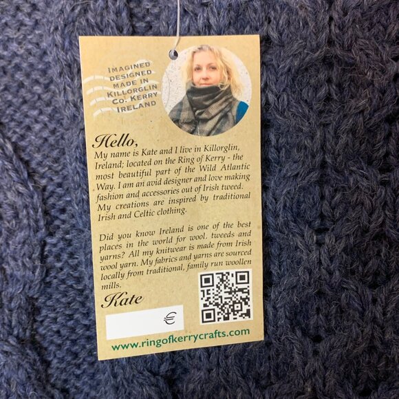 Aran Chunky & Heavy 100% Wool Fisherman Sweater in Navy/Denim MADE IN IRELAND - Picture 8 of 8